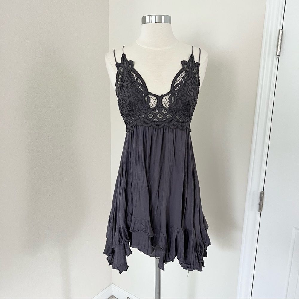 Free People One Adella Slip Charcoal XS